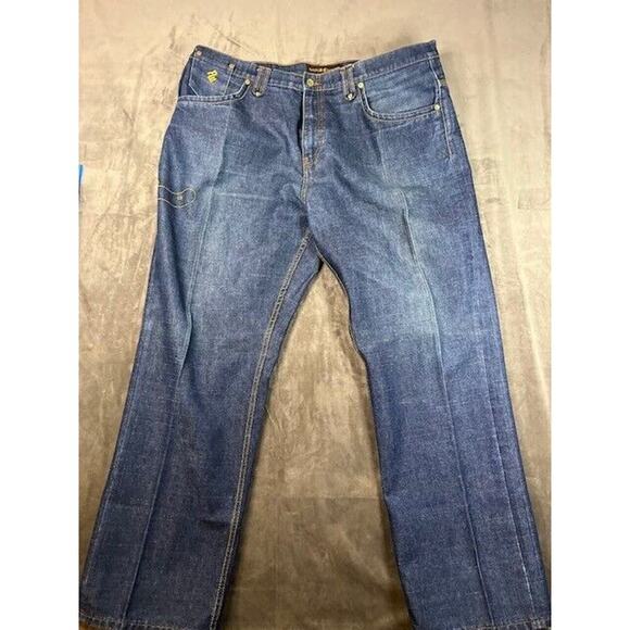 ROCAWEAR JEANS SIZE 42 W. Dark Blue Denim Regular Fit Zip Fly Roca Wear logo - Picture 1 of 10
